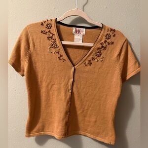 R&K Tan Embroidered Button Down Shirt